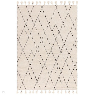 Nepal Linear Modern Moroccan Berber Geometric Hand-Woven Ribbed Textured Low-Profile Wool Loop Pile Cream/Black Rug-Asiatic Carpets-Rug Love - The Most Loved Rug Store